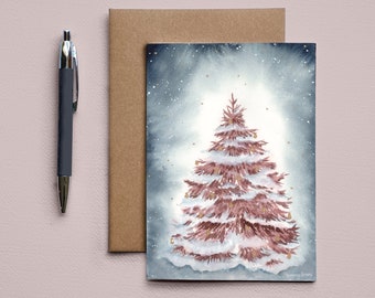 Christmas Tree in Blush Cards | 5x7 Printed Stationery | Blank