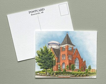 Postcard | Bentonville, AR |  Water Tower and Preacher&#39;s Son | NW Arkansas Souvenir