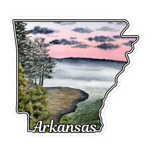 Arkansas Sticker, Hawksbill Crag Decal, Whitaker Point, Ozark Mountains, NW Arkansas, Vinyl Watercolor Sticker