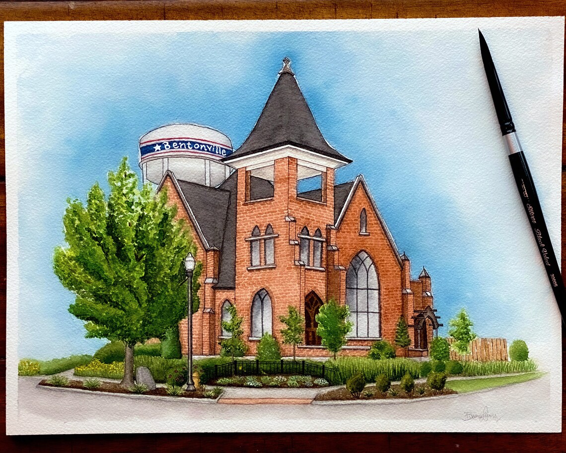 Bentonville AR Watercolor Print Preachers Son and Etsy