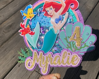 The Little Mermaid Cake Topper, Mermaid Ariel Cake Topper, Disney princess Cake Topper, Shaker Cake Topper, Mermaid theme party