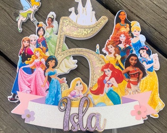 Princess Cake Topper, Ariel, Cinderella, Pocahontas, Mulan,Snow White,Jasmine,Aurora,Tiana,Rapunzel,Tinker bell,Belle,Moana,Elsa&Anna