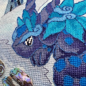 Blue Crystal Dragon Cross Stitch Pattern