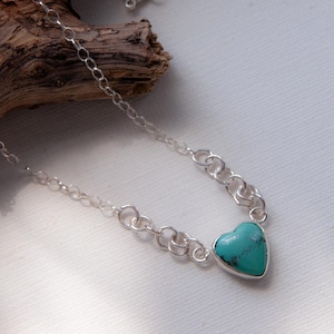 Turquoise Heart Sterling Silver Necklace.