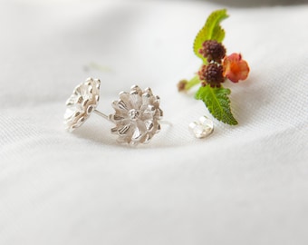 Dahlia 15mm Sterling Silver Post Earrings