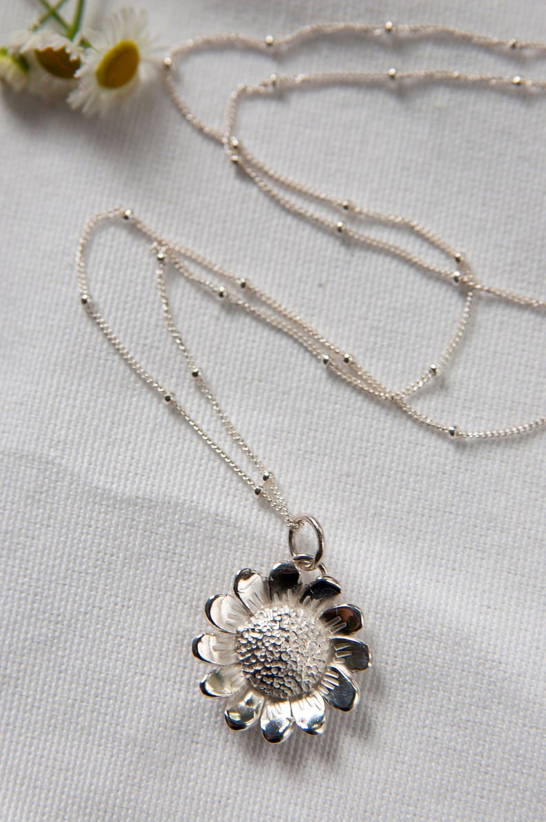 Sunflower Sterling Silver Necklace - Etsy