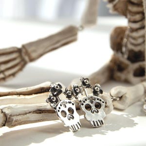 Sugar Skull (calaveritas fiesta) Sterling Silver Post Earrings