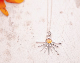 Sun Pendant Sterling Silver Necklace