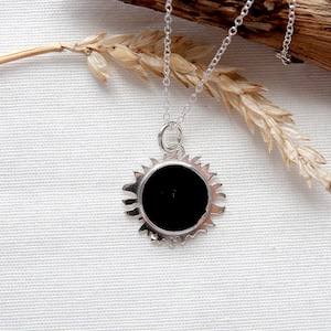 Onyx Solar Eclipse 2024, Sterling Silver Necklace