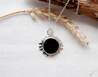 Onyx Solar Eclipse 2024, Sterling Silver Necklace