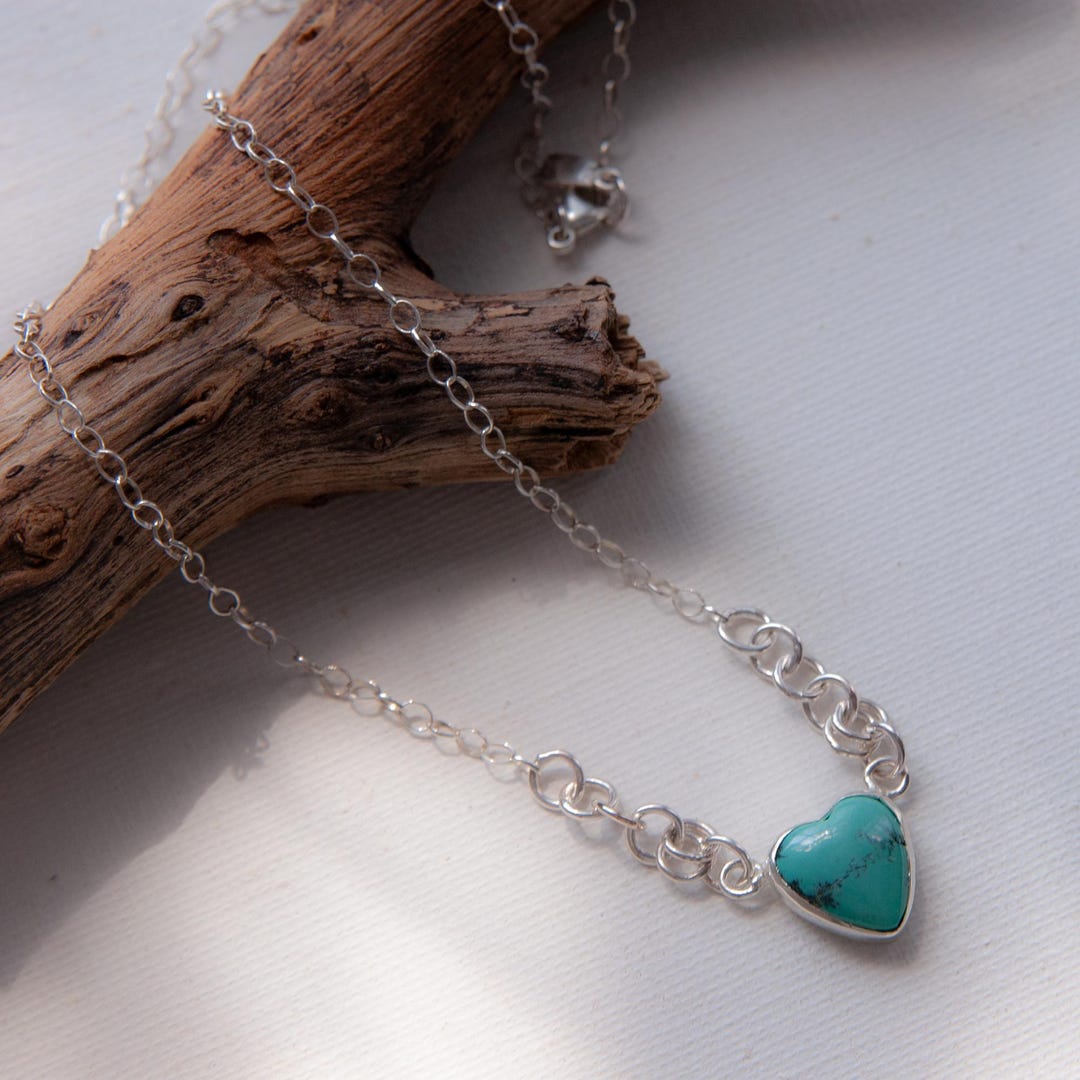 Turquoise Heart Sterling Silver Necklace. - Etsy