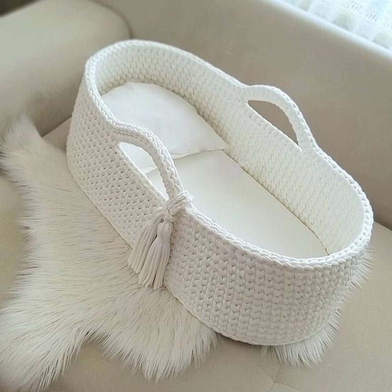 White Baby Moses basket Baby Sleep Basket Crochet Natural & Etsy