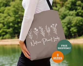 Native Plant Lady Tote Bag: Botanical Wildflower Garden