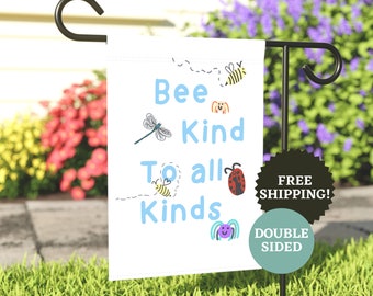 Be Kind Garden Flag: Bee & Insect Design, School or Pollinator Garden