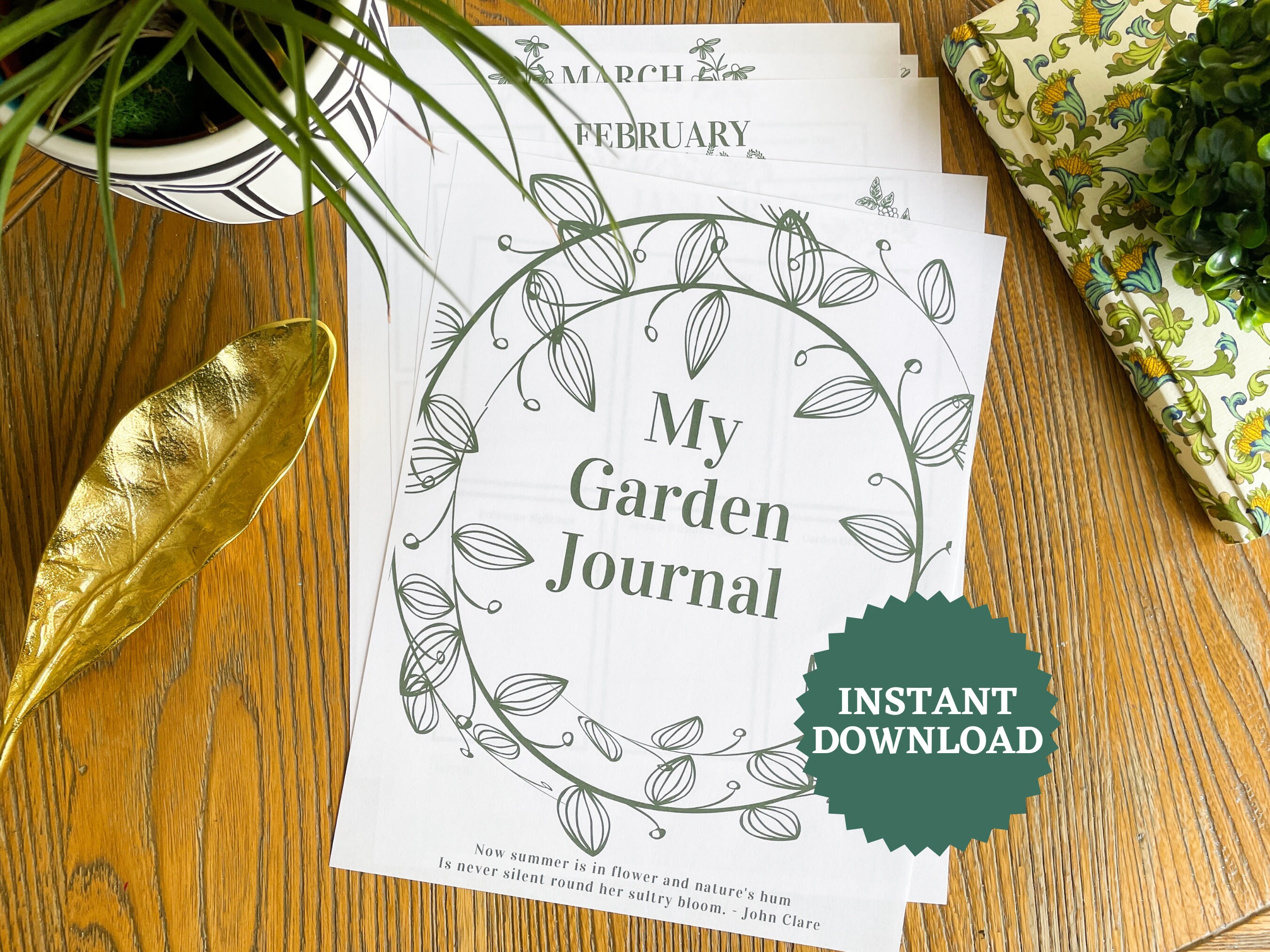 Monthly Garden Journal Printable PDF Perfect for Pollinator