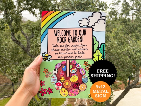 Rock Garden Sign: Kindness Rocks Project, School Garden Decor