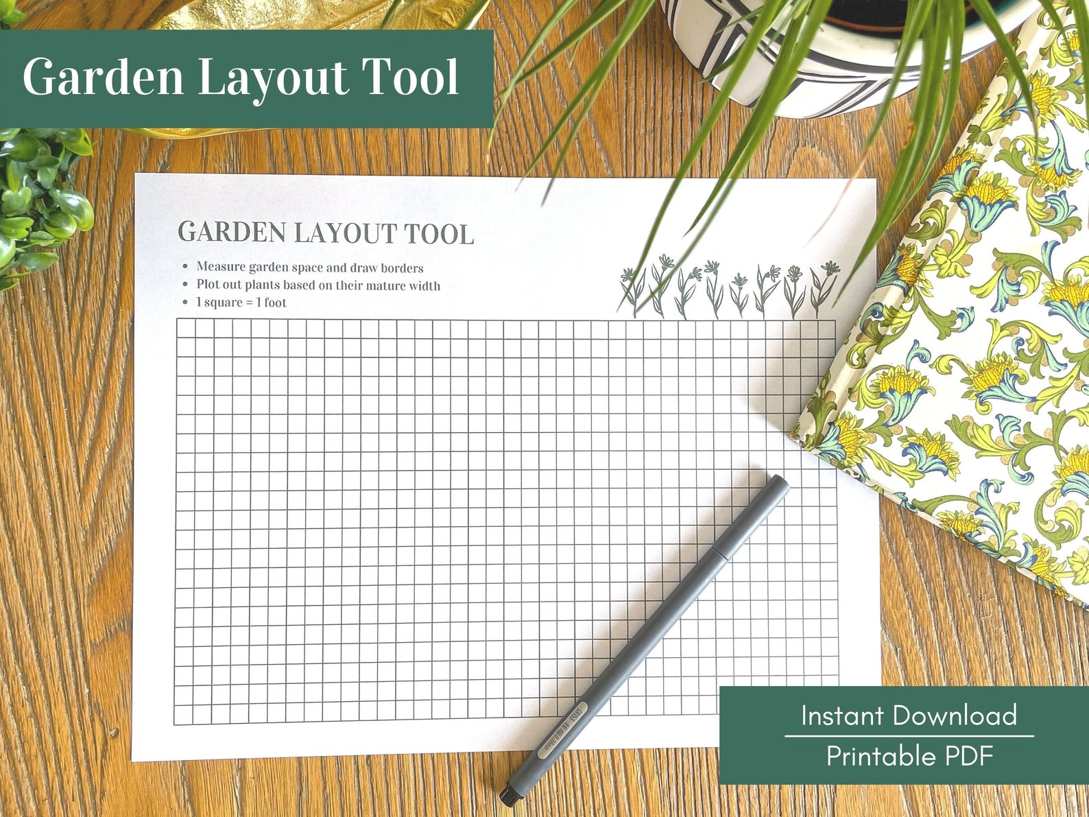 Garden Layout Tool Printable PDF Instant Download Garden Etsy