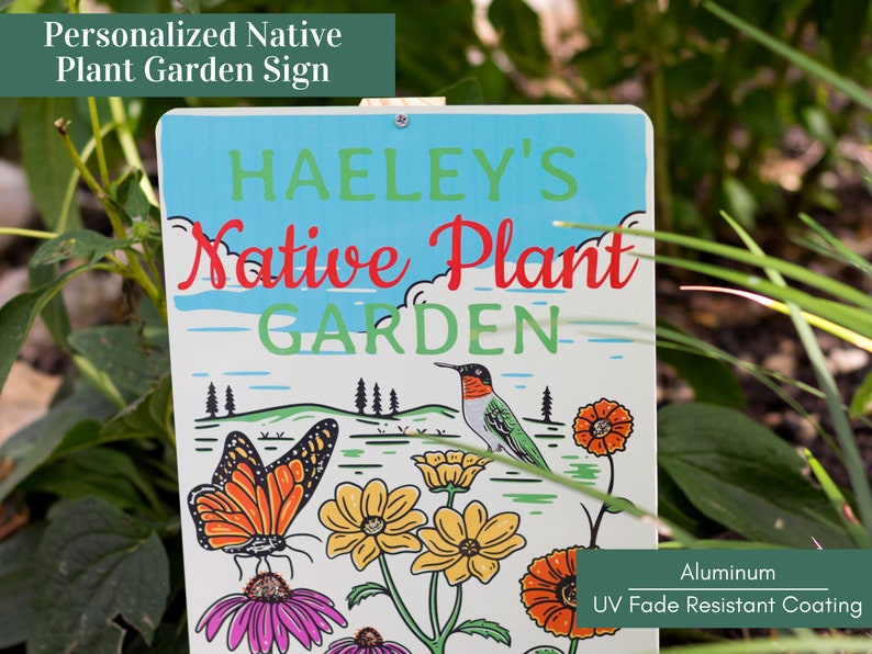 Personalized Native Plant Garden Sign image 1