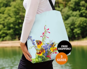 Texas Wildflower Bouquet Tote Bag: Native Flower Art
