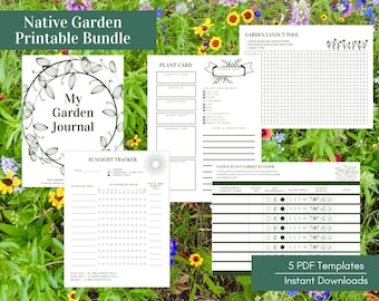 在来植物のガーデンプランニングバンドル（印刷可能な PDF 5 枚） - 即時ダウンロード