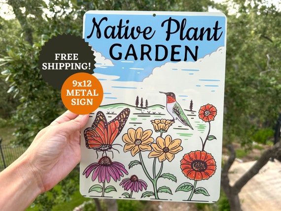 Native Plant Garden Sign: Wildlife Habitat, Pollinator Garden Art