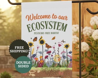 Ecosystem Garden Flag: Pollinator & Wildlife Habitat Sign