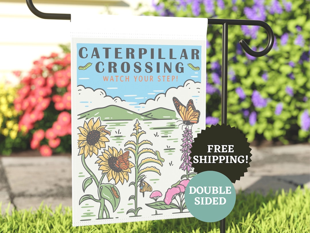 Caterpillar Crossing Garden Flag: Butterfly Pollinator Habitat Decor - Etsy