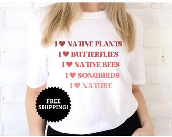 I Heart Nature Shirt: Retro Garden Tee for Pollinators