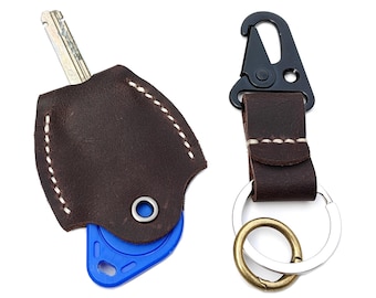 Personalisierte Leder Schlüsselanhänger - Handgefertigte Schlüsselhülle - Geschenk Gravur