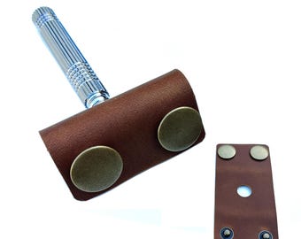 2pcs Handmade leather Double Satety Edge Razor Head Protective Sheath For men
