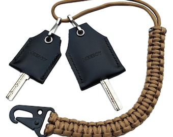 Leather Key Cover with Lanyard Keychain - MEEBOY Key Sleeve