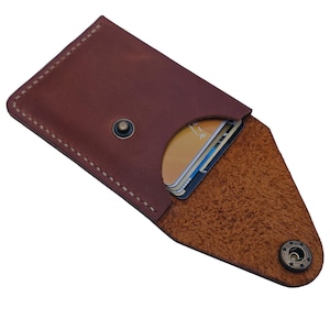 Tarjetero de piel auténtica personalizado, billetera de bolsillo frontal, monedero pequeño y delgado para hombre, billetera minimalista.