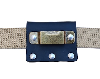Handmade Leather Tape Measure Holster, Aluminum Rivets, Belt Clip