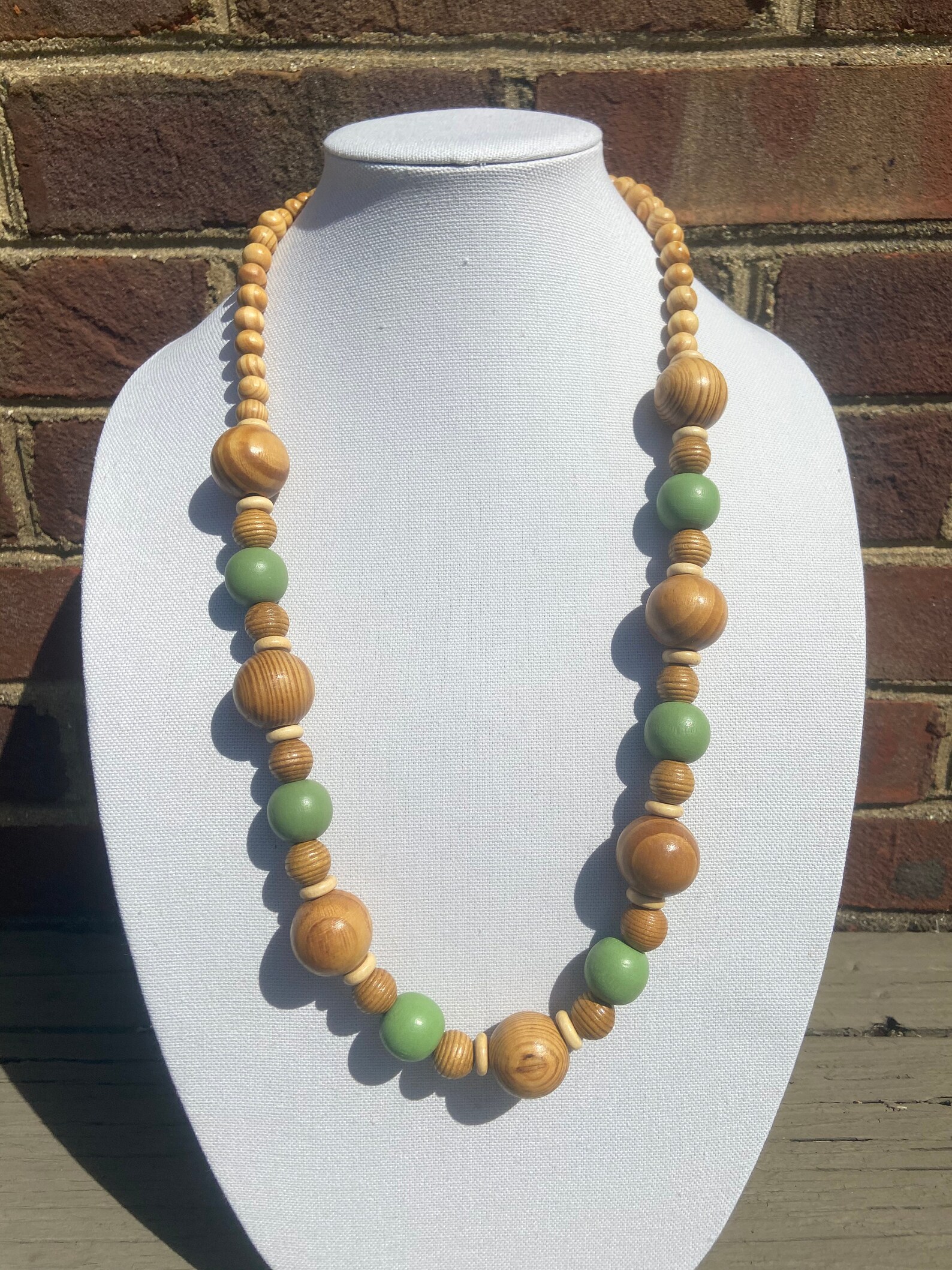 Chunky Wooden Bead Necklace Etsy