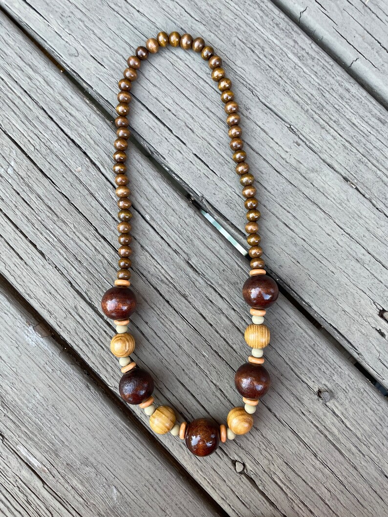 Heritage Hues Chunky Wooden Bead Necklace – 80cm Multi-Colour Statement Necklace
