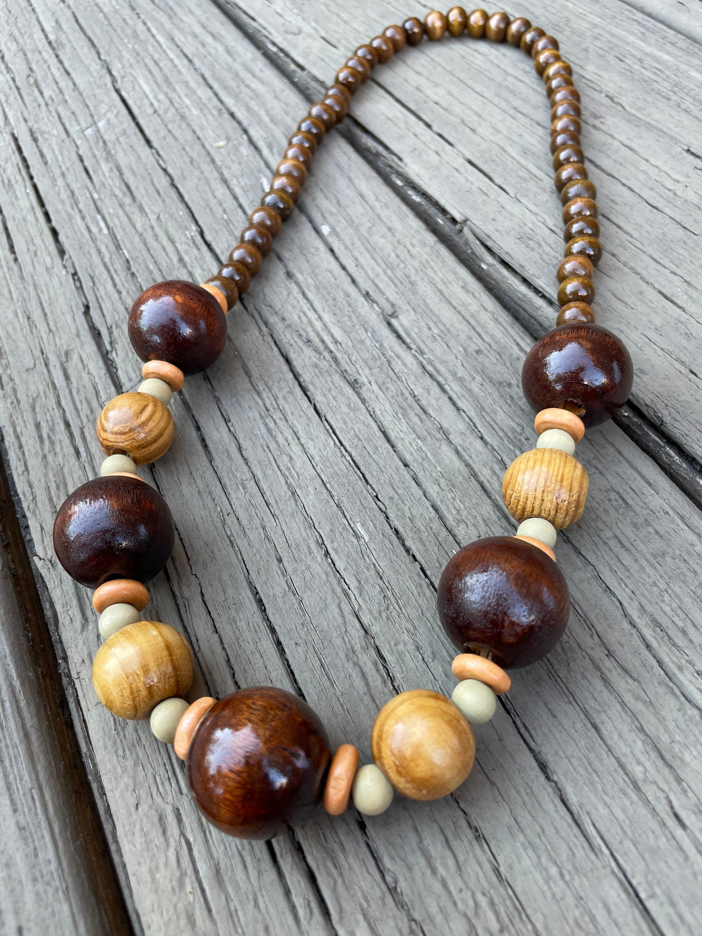 Bohemian Multicolor Wooden Beads Necklace Boho Style Neck - Temu