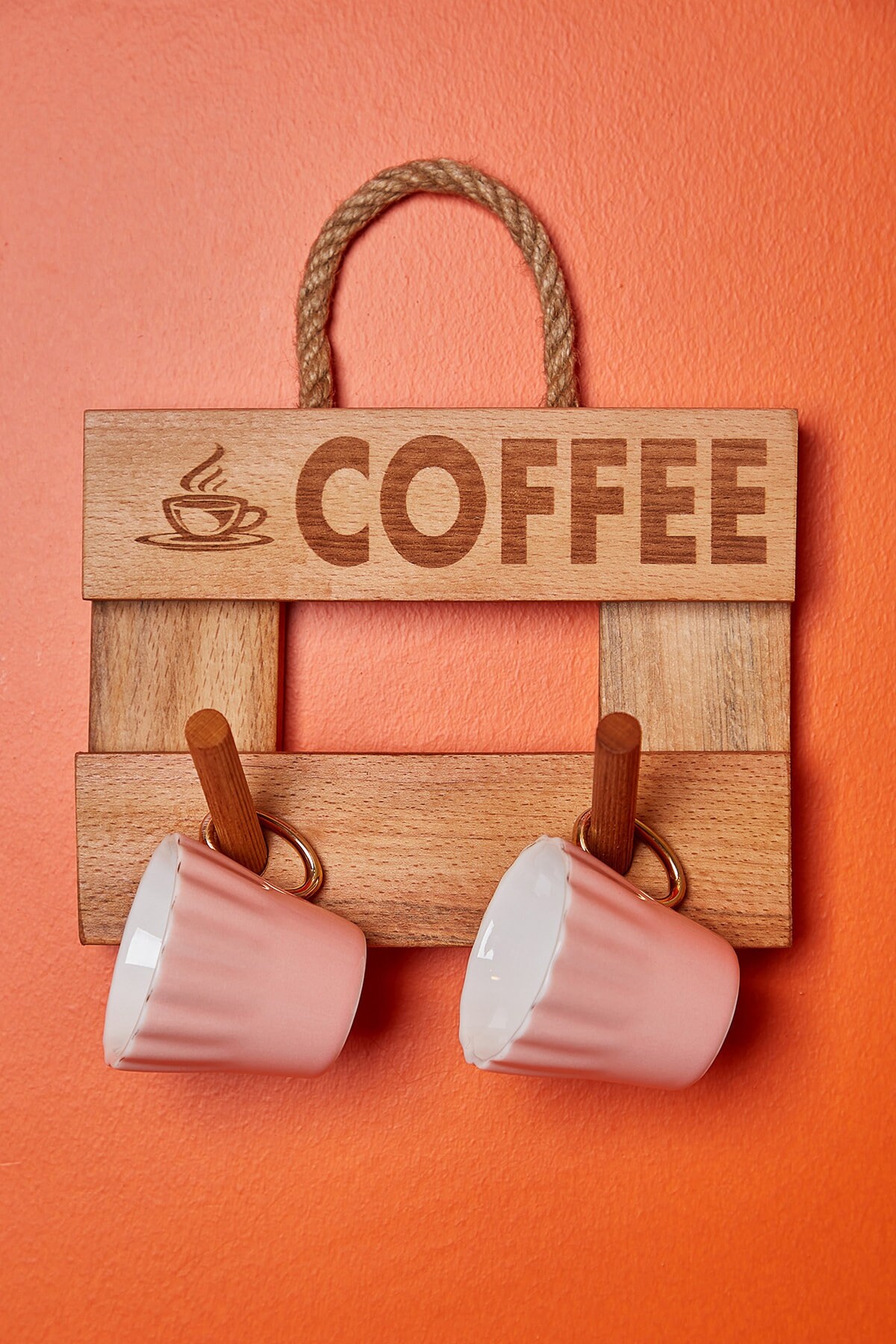 Wooden Cup Rack Wall Mounted Mug Holder Coffee Mug Holder Etsy