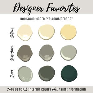 Palette de couleurs populaire pour la peinture d&#39;intérieur Benjamin Moore Paint Palette de peinture populaire Jaune-vert la plus vendue Couleur de peinture préférée des designers