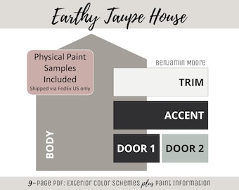 Exterior Home Paint Color Scheme Benjamin Moore Paint Selection Color Palette Exterior House Design Color Consult Paint Ideas Earthy Taupe