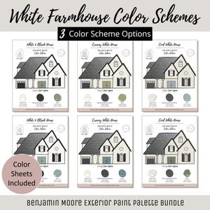 Exterior Home Paint Color Scheme Benjamin Moore Paint Selection Color Palette Exterior House Design Color Consult White Farmhouse Bundle