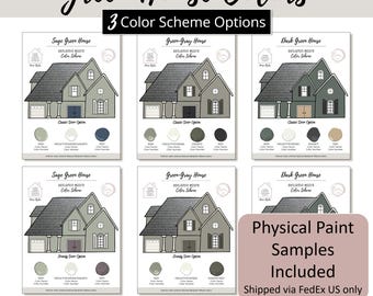 Green House Bundle Exterior Paint Color Scheme Guide Benjamin Moore Paint Palette Home Exterior Design Selection Renovation Plan Curb Appeal