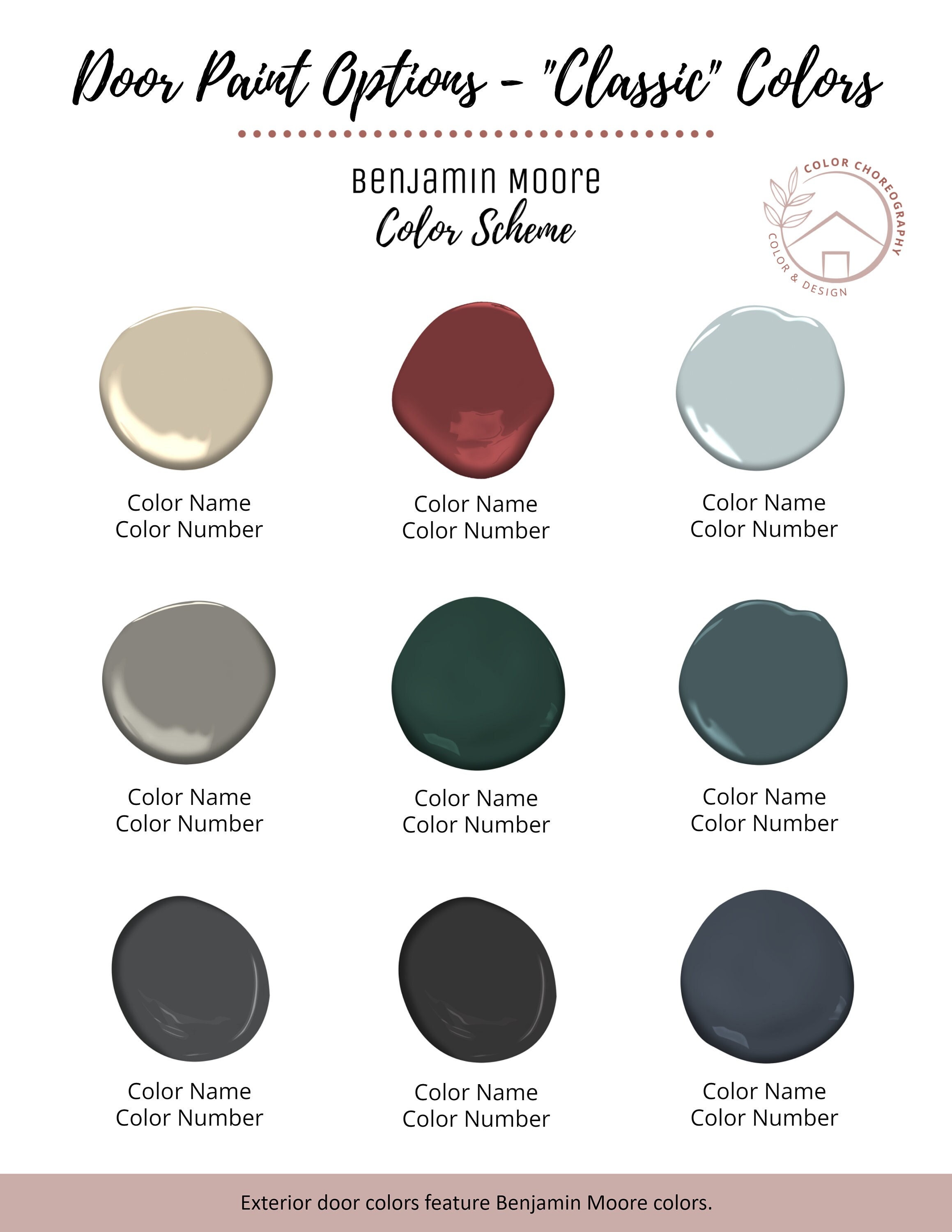 Paint Color Palette Exterior Home Color Scheme Benjamin Moore Etsy