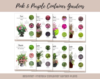 Easy Container Flower Garden Guide Beginner-Friendly Potted Flower Plan How-To Garden Container Layout Flower Design Garden DIY Pink Bundle