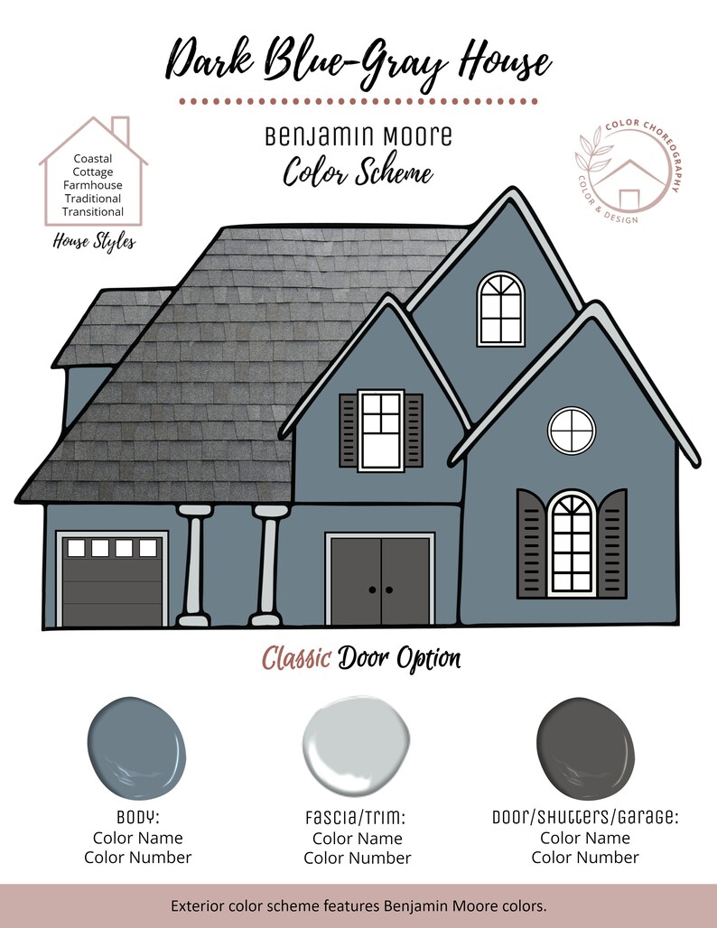 Paint Color Palette Exterior Home Color Scheme Benjamin - Etsy