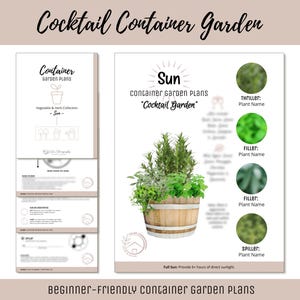 Easy Edible Container Garden Plan Vegetable Herb Garden Design Beginner Garden Guide How-To Kitchen Garden Plan Layout Cocktail Theme Garden