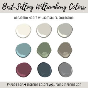 Interior Home Paint Color Scheme Benjamin Moore Paint Collection Trending Popular Palette Best-Selling Williamsburg Favorite Room Color