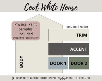 Exterior Home Paint Color Scheme Benjamin Moore Paint Selection Color Palette Whole House Design Color Consult Paint Ideas Cool White