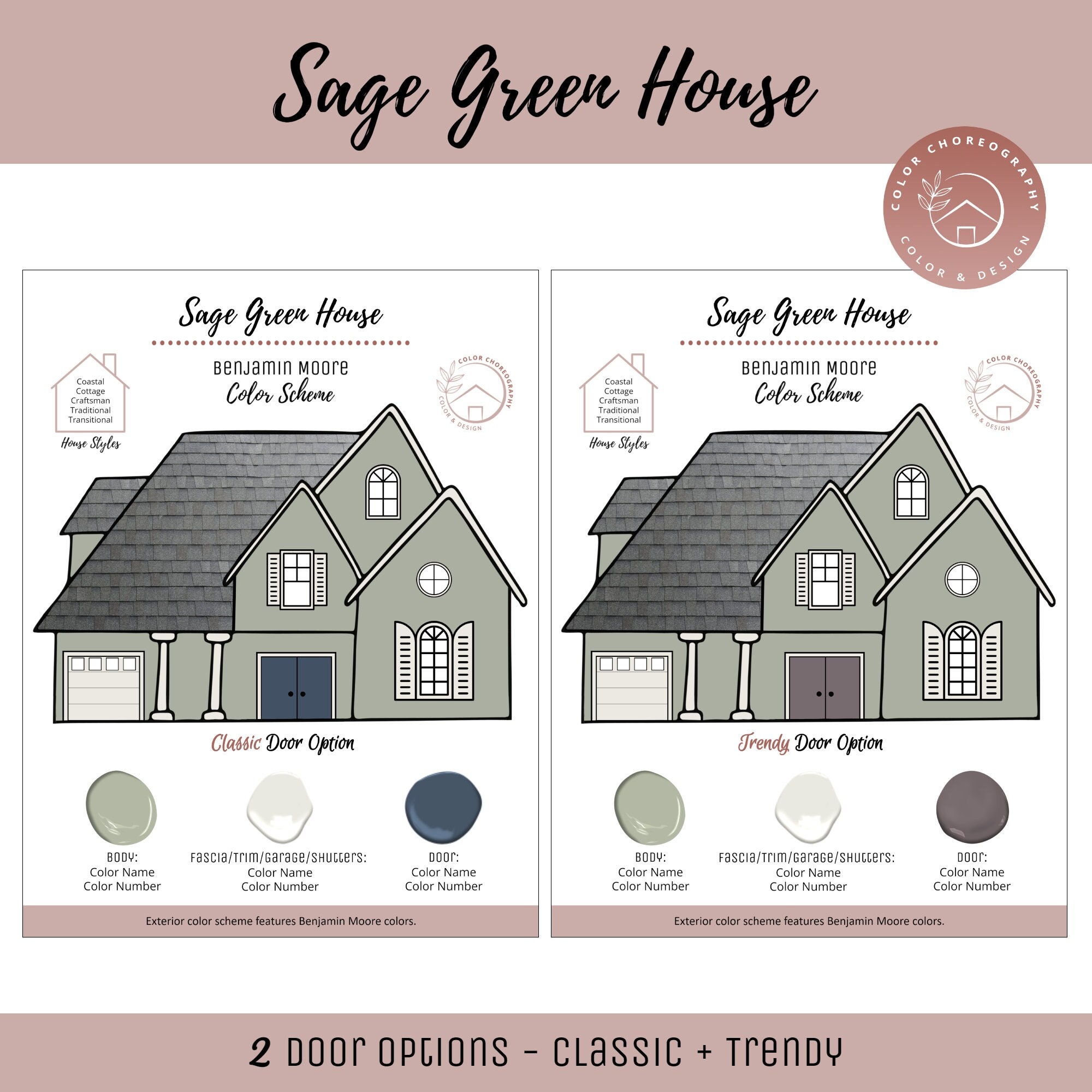 Sherwin Williams Clary Sage Palette, Complementary Whole House Paint Colors,  Sage Green Color Palette, Coastal House Color Scheme 