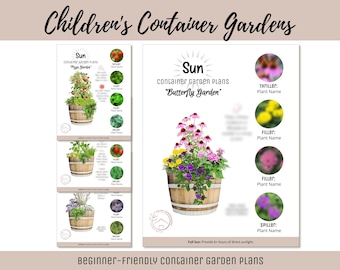 Easy Kids Container Garden Plan Vegetable Herb Garden Design Beginner-Friendly Garden Layout How-To Children Garden Butterfly Theme Garden