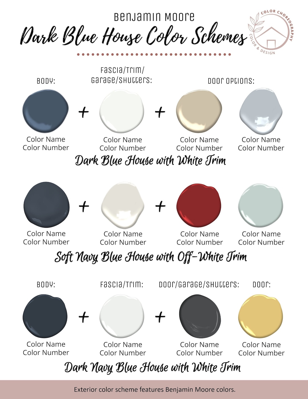 Paint Color Palette, Exterior Home Color Scheme, Benjamin Moore Paint